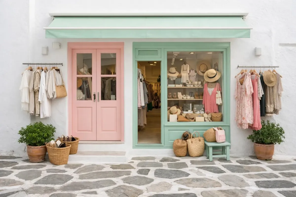 Boutique de vêtements et accessoires de mode pastel et vintage.