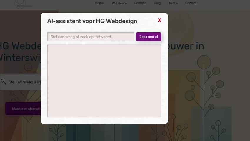 Het AI zoekvenster geopend als pop-up