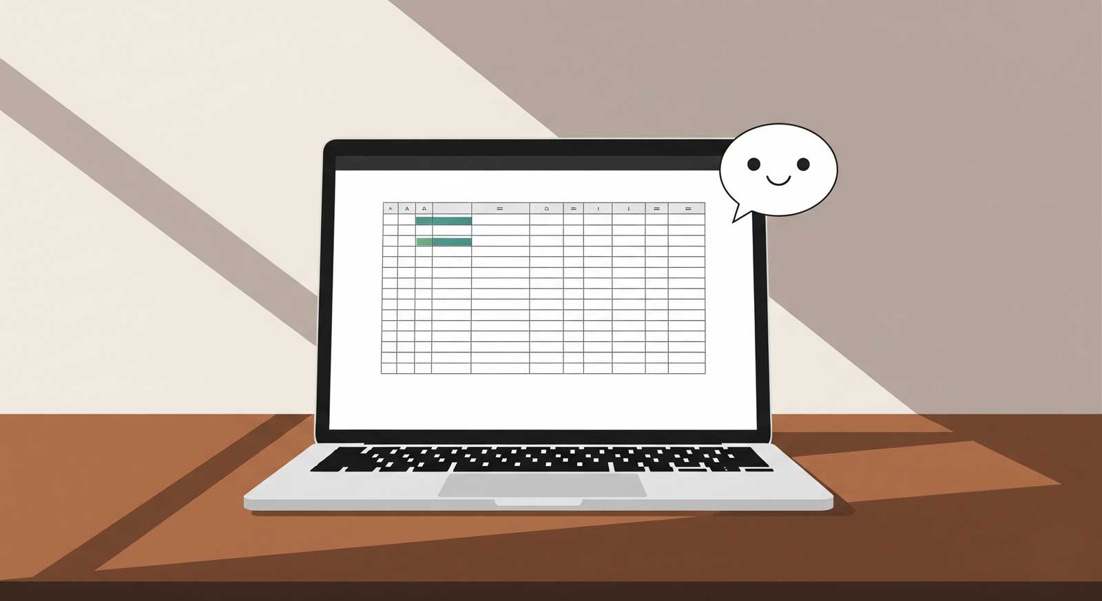 Illustratie van een laptop met daarop een geopende Google Sheet