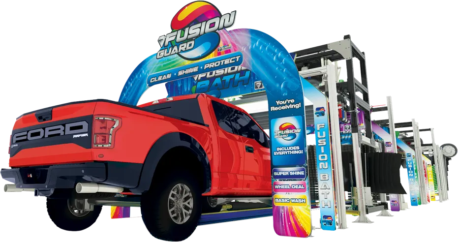 3d truck entering car wash