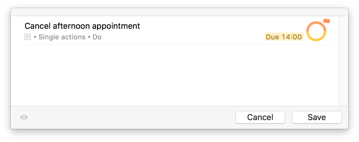 Screenshot of Quick Entry cancel appointment example