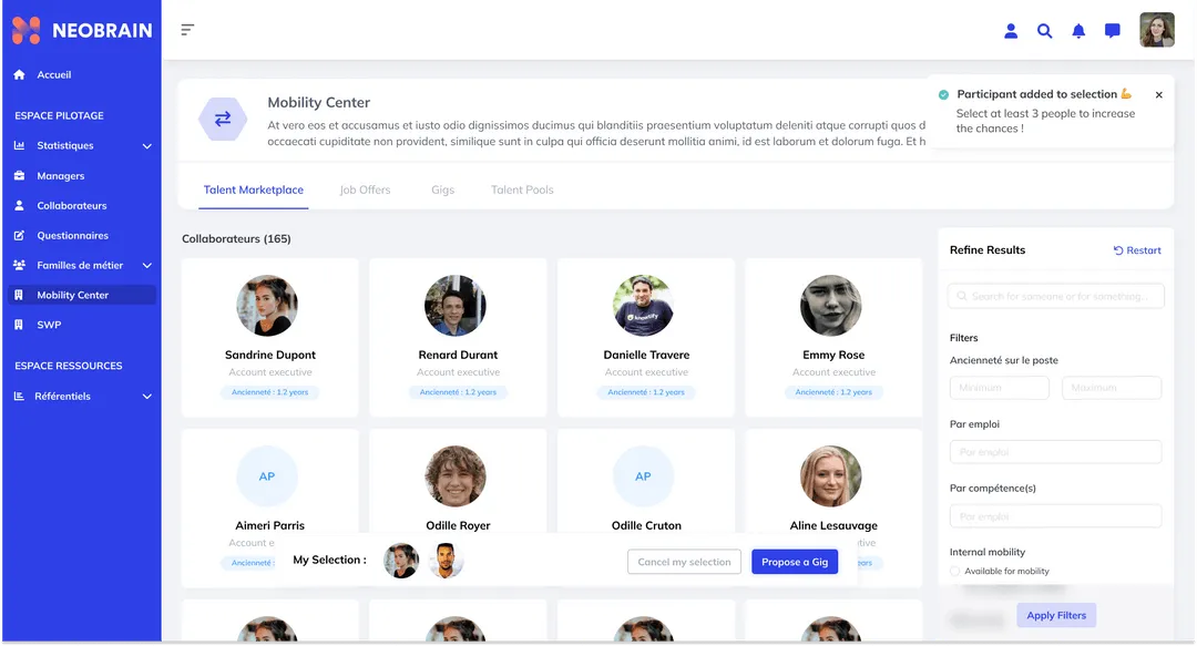 Tableau de bord fiable et personnalisé Neobrain