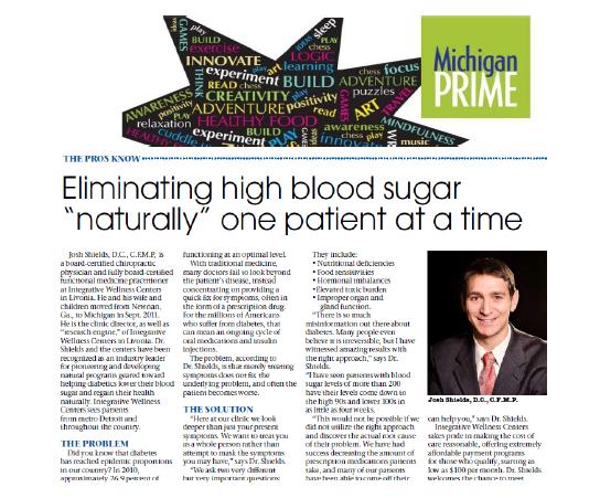 Integrative Wellness Centers has been featured on Michigan Prime Magazine for our work in Diabetes care