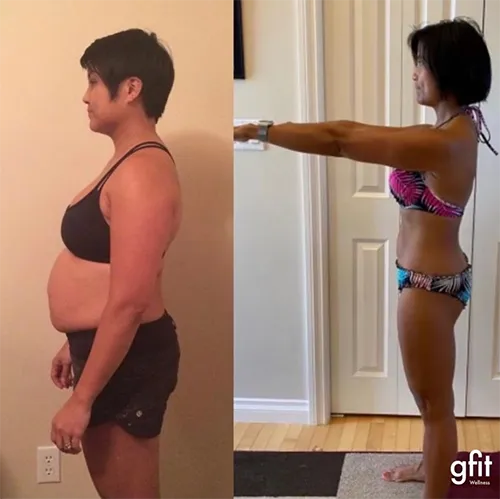 Cheryl Hirst — GFIT Wellness sustainable weight loss transformation, before and after