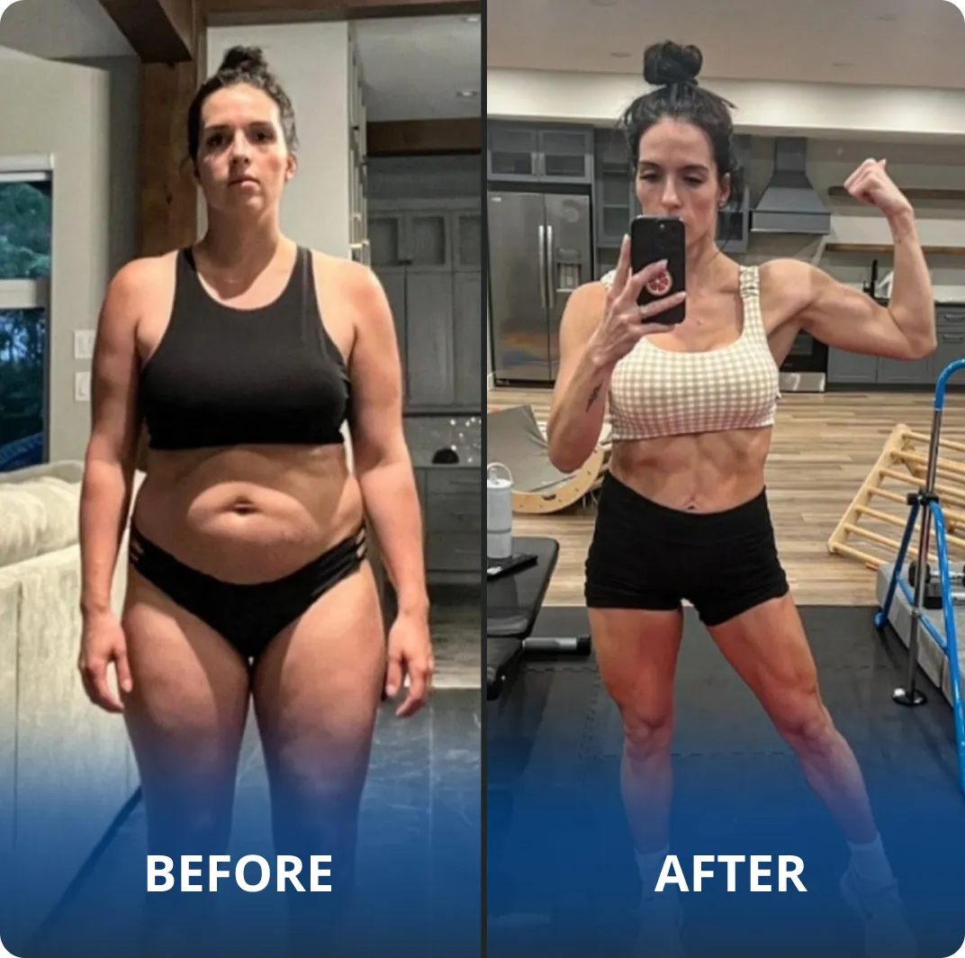 GFIT Wellness Winnipeg client Adrienne — before and after weight-loss transformation
