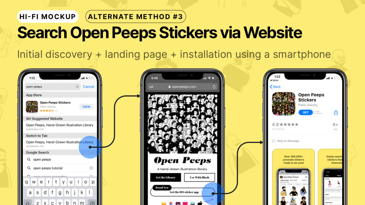 Open Peeps Stickers - Thumbnail Image #3 - Search Open Peeps via Website + Download Sticker App Flow - Mobile View - View in Landing Page