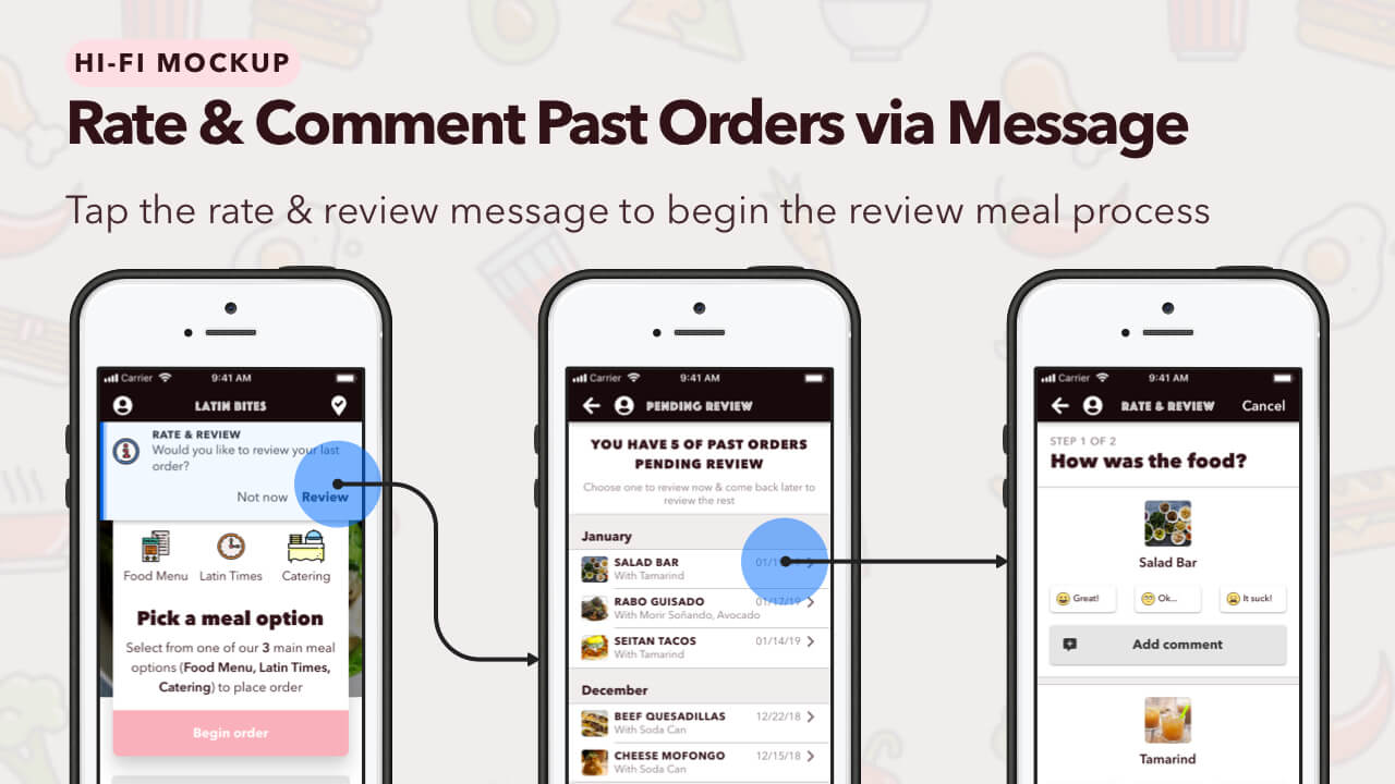 Latin Bites - Thumbnail Image #19 - Toast Message Rate & Comment Past Order Flow