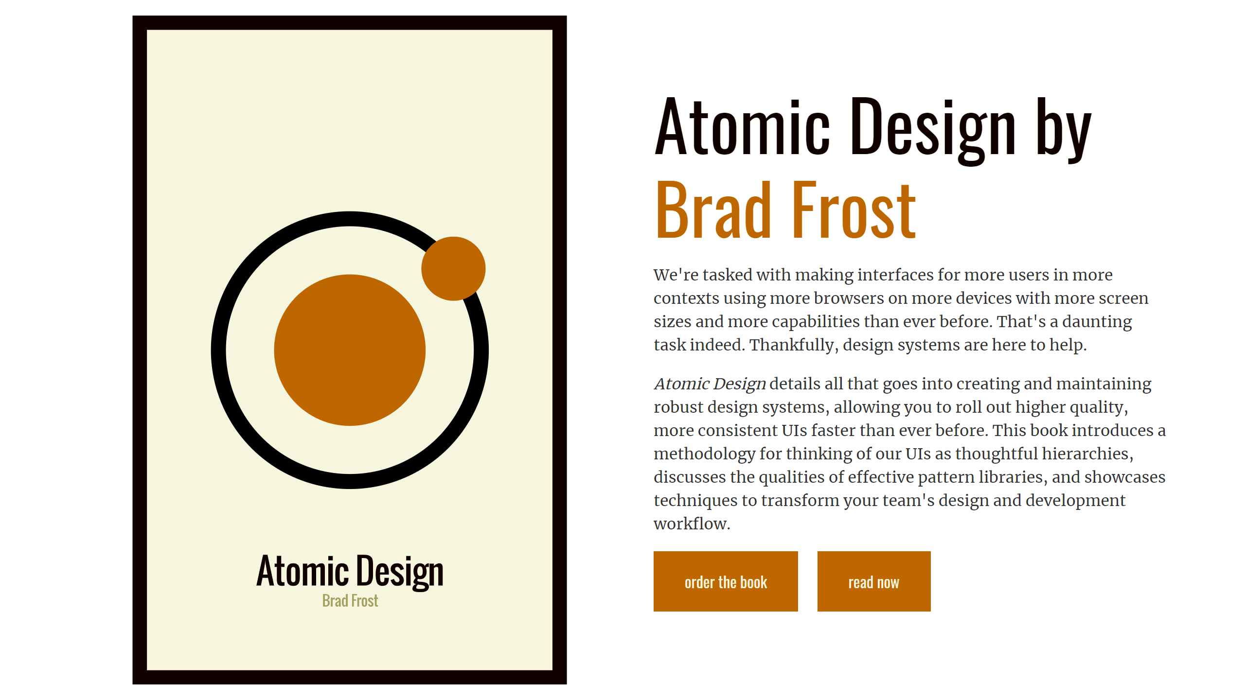 The product page for the Atomic Design book