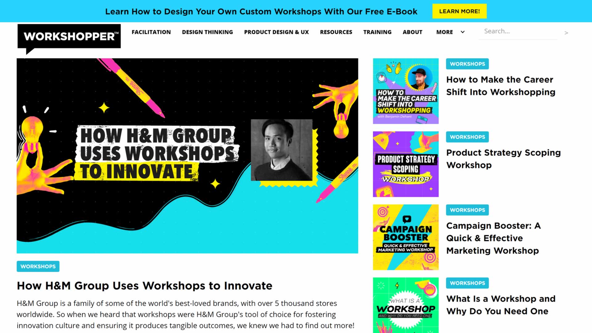The Workshopper home page