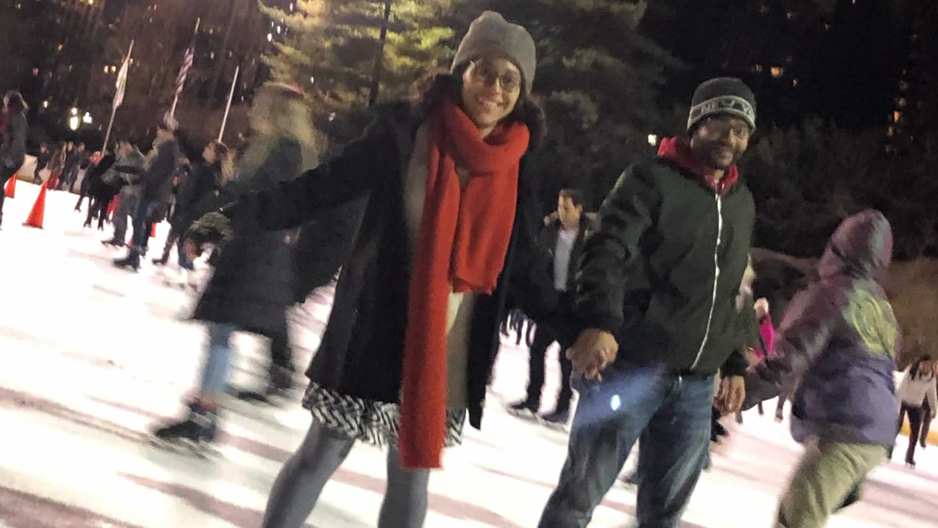 Me and fiancé ice skating at the Wollman Rink