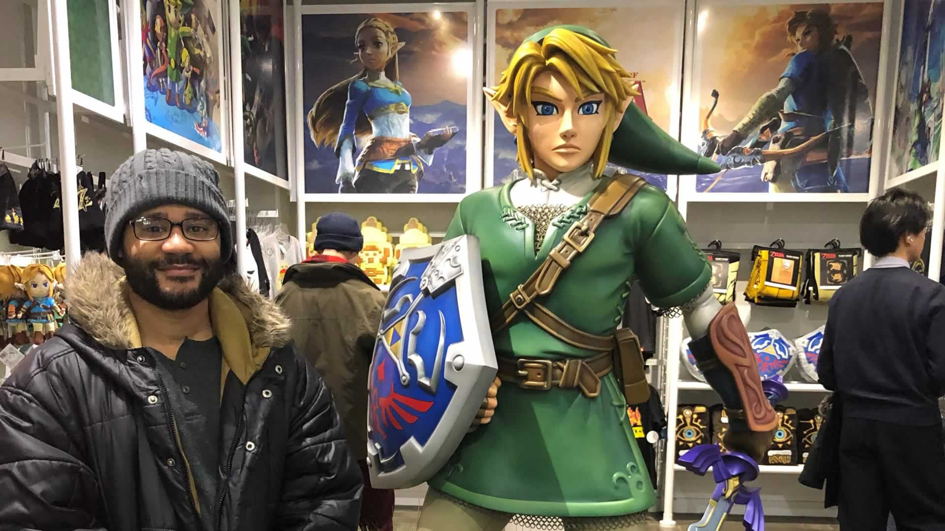 Me and Link posing at the infamous Nintendo NY store