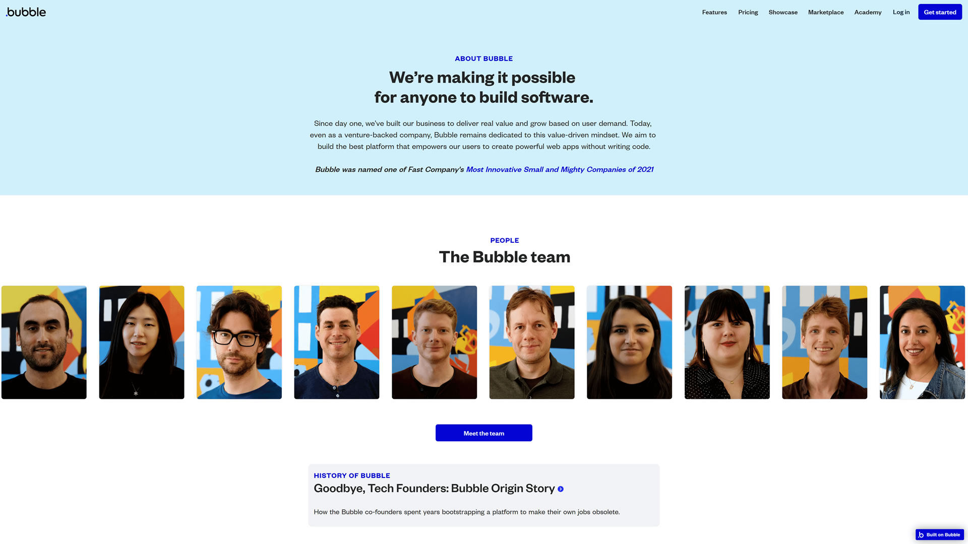 The team behind the Bubble platform
