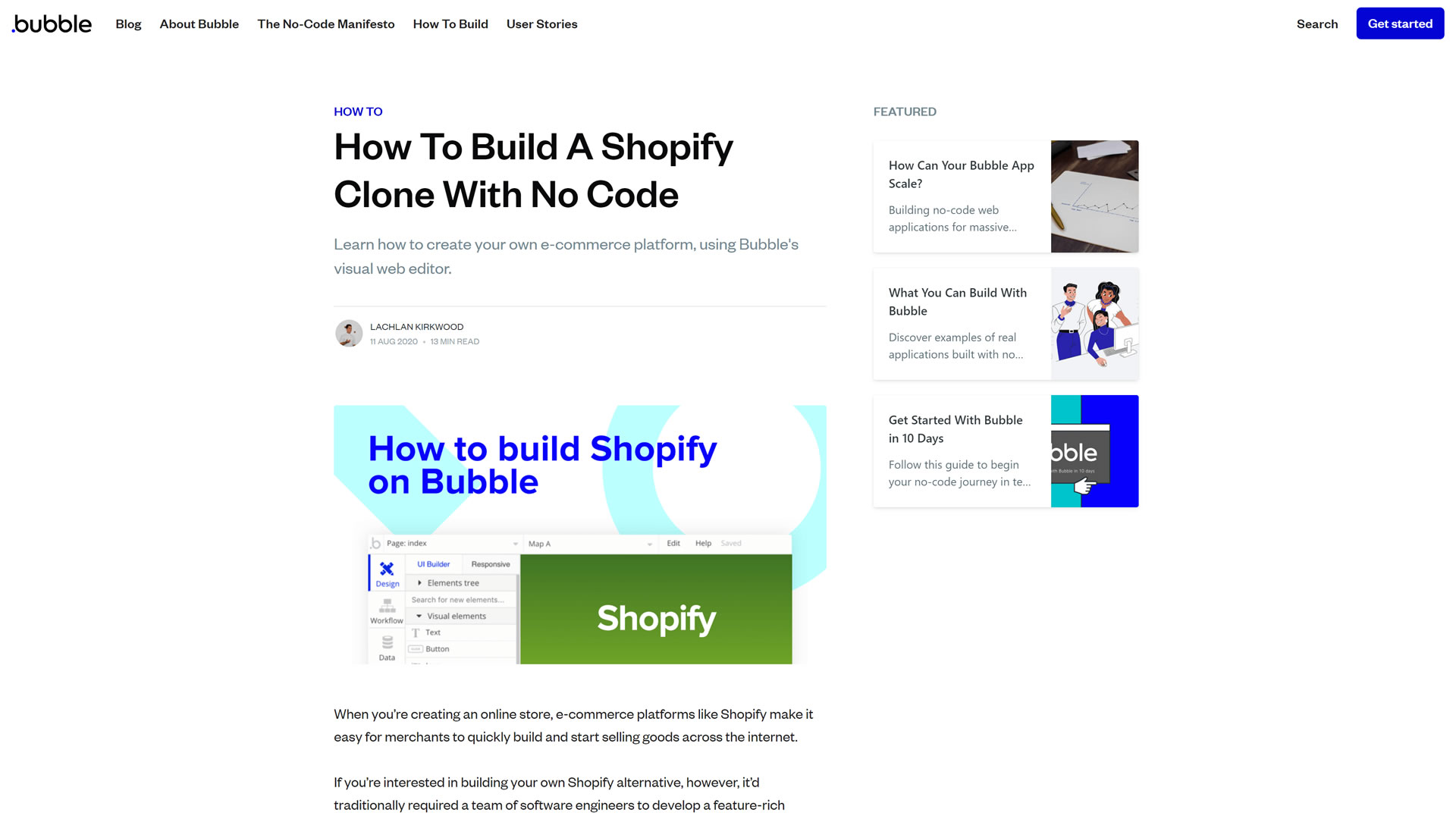 Instructions on how to build a small version of Shopify with Bubble io