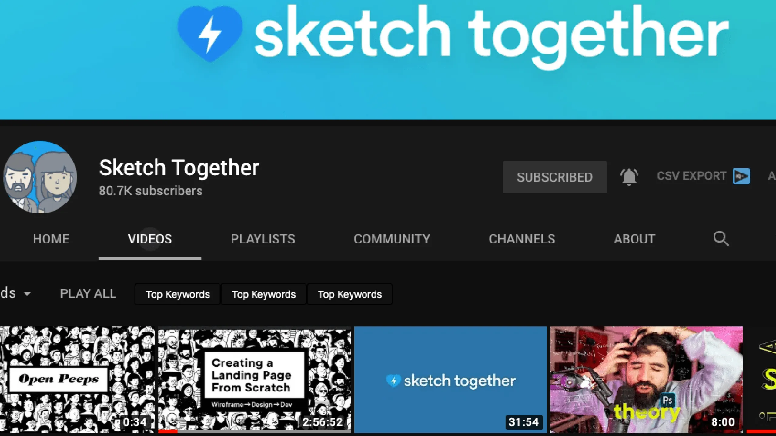 Screenshot of Pablo Stanley’s Sketch Together YouTube channel.