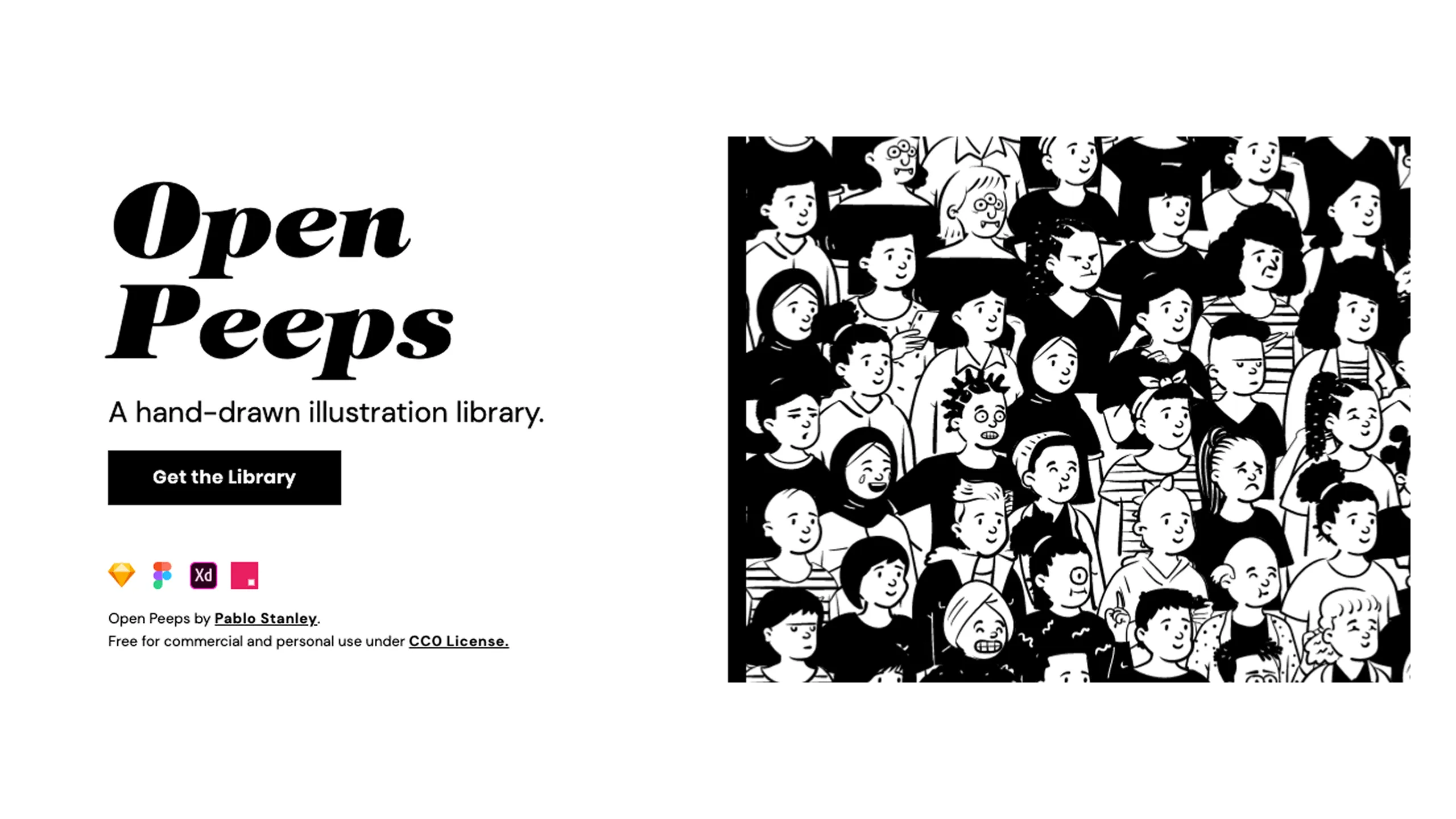Screenshot of Open Peeps illustration homepage website.