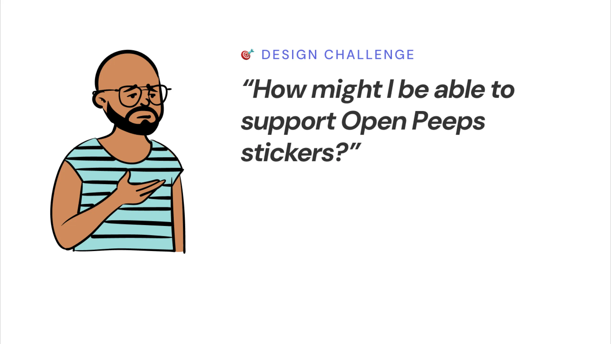 Screenshot of an Open Peeps character asking how to support Open Peeps Stickers.