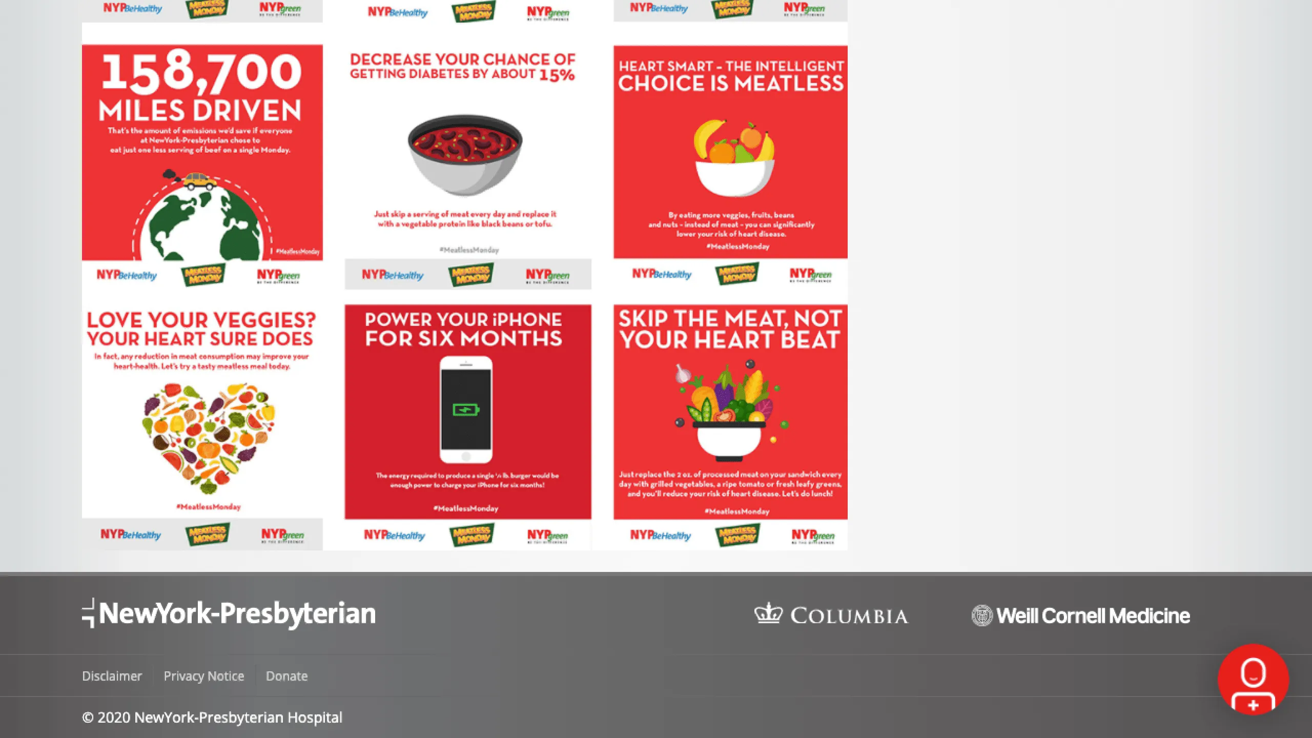 Screenshot of NYP blog with multiple visual illustrations on plant-based eating benefits.