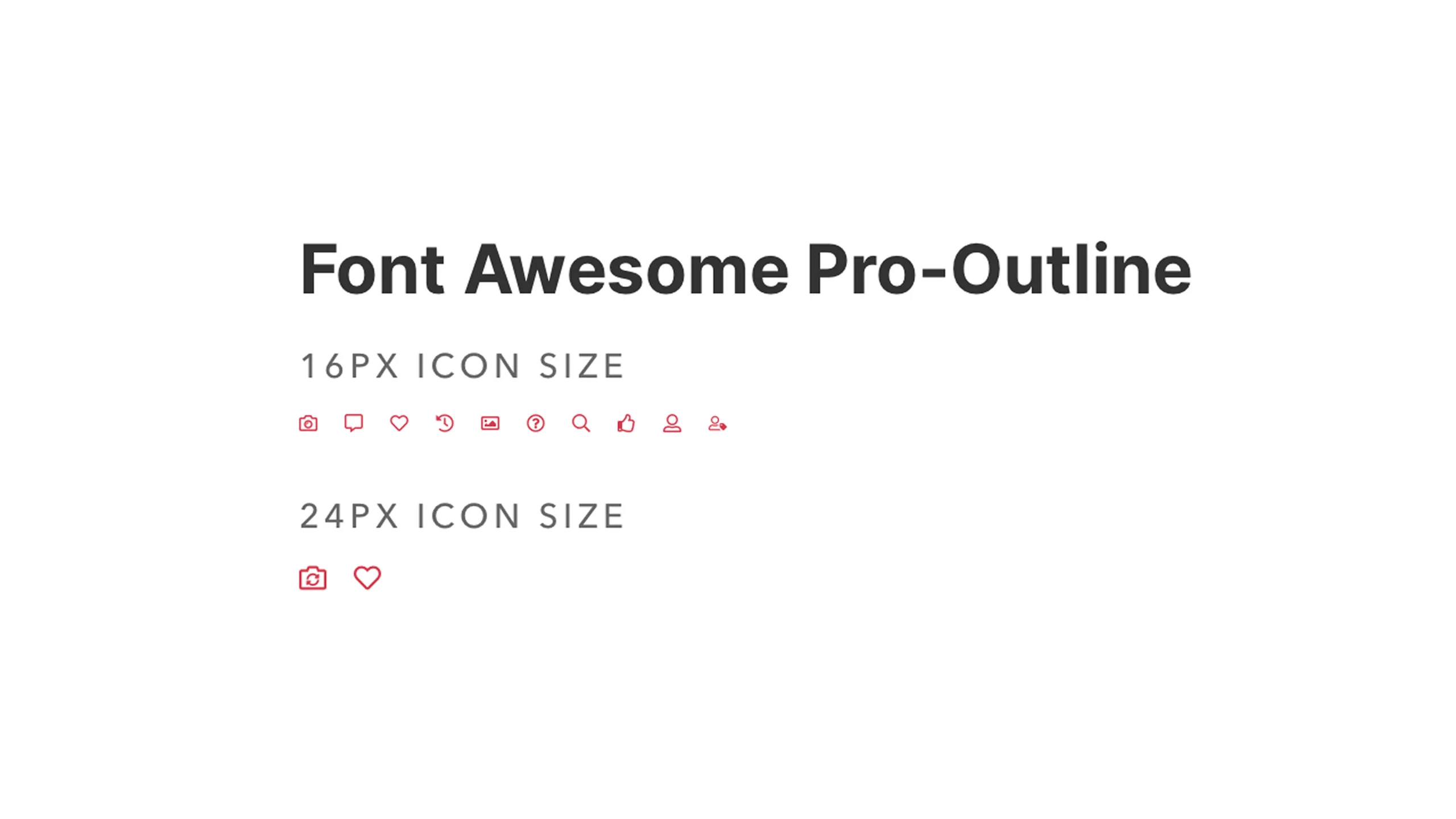 Screenshot of Font Awesome Pro outline icons in standard sizes used in Latin Bites.