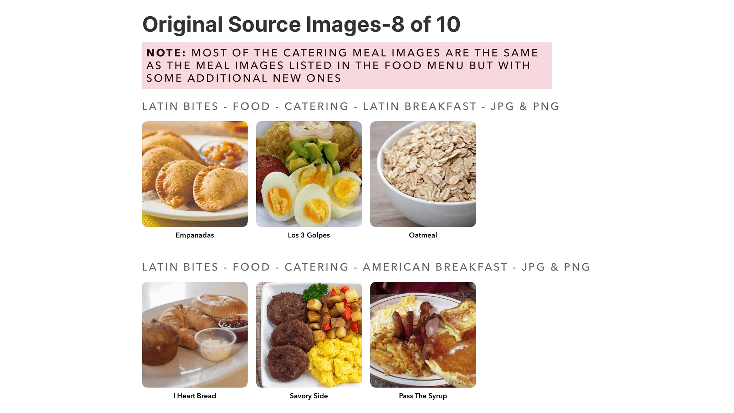 Screenshot of catering food images from Latin Bites including vegan additions (Part 8 of 10).