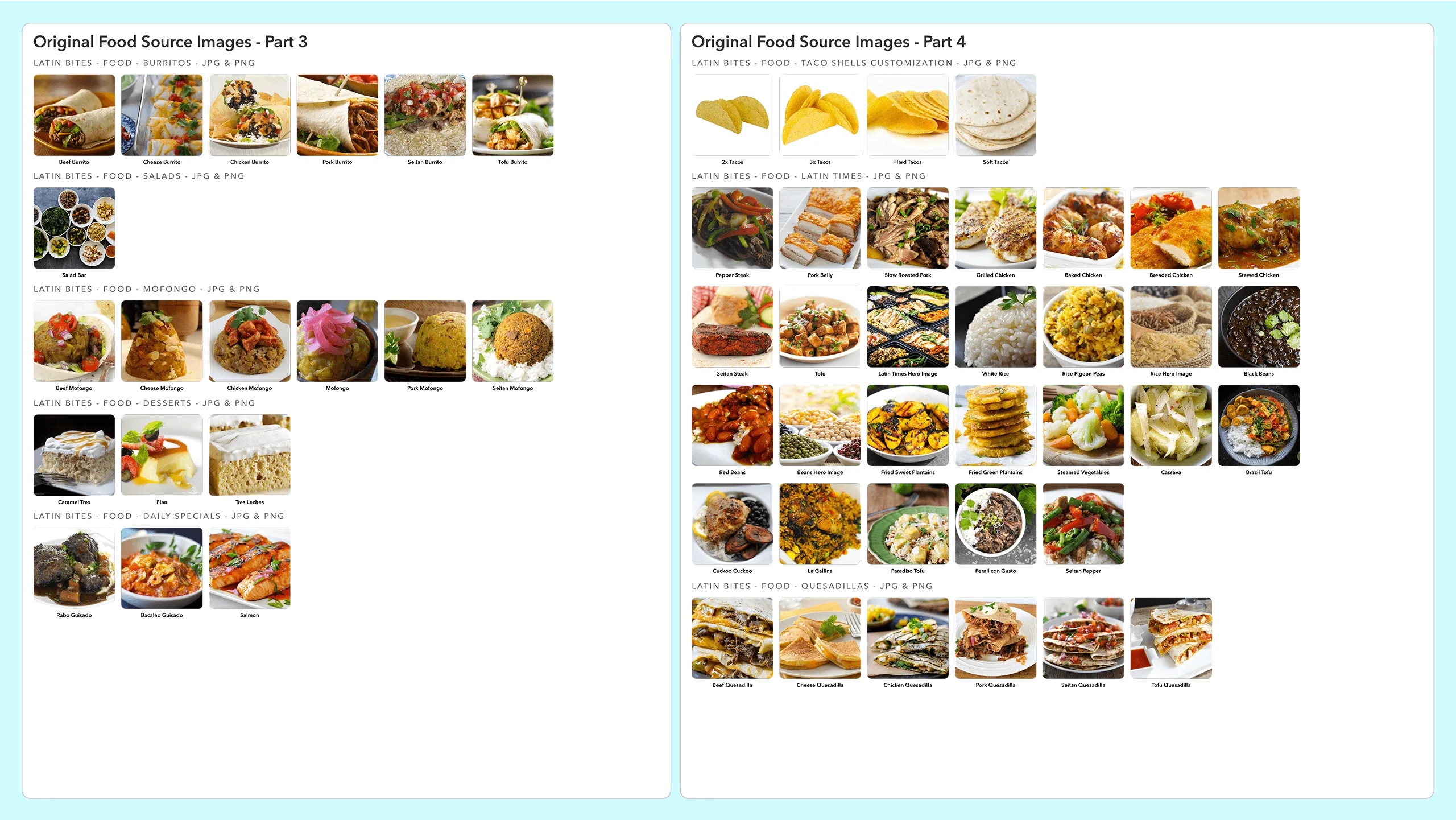 Another screenshot of Latin Bites food images collection from the menu.