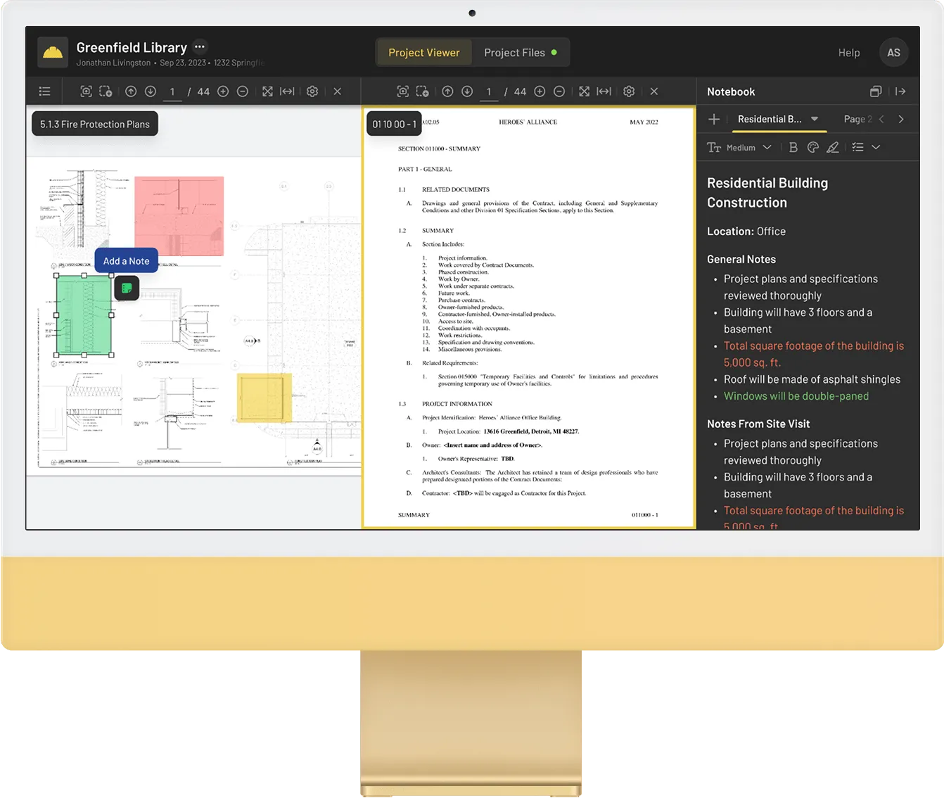 Hero image for the YellowHat case study, showcasing an AI-powered web app that helps construction subcontractors evaluate bid documents
