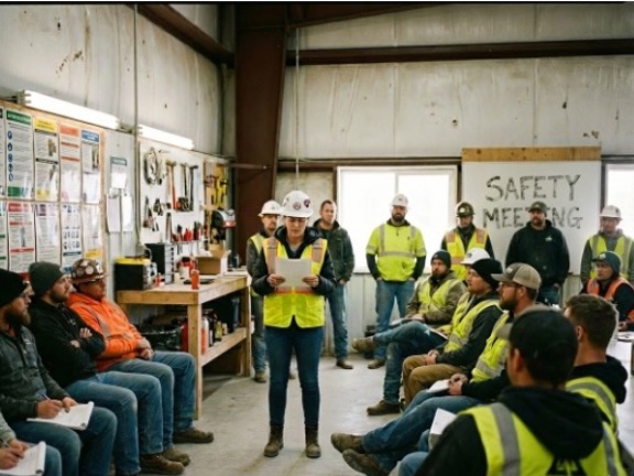 construction worker wearing safety vest using a drill
