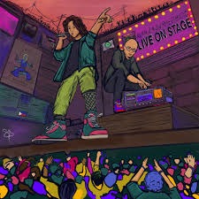 Alan Z, Live On Stage cover art: an illustrated rapper and DJ performing on a neon-lit stage above a packed crowd