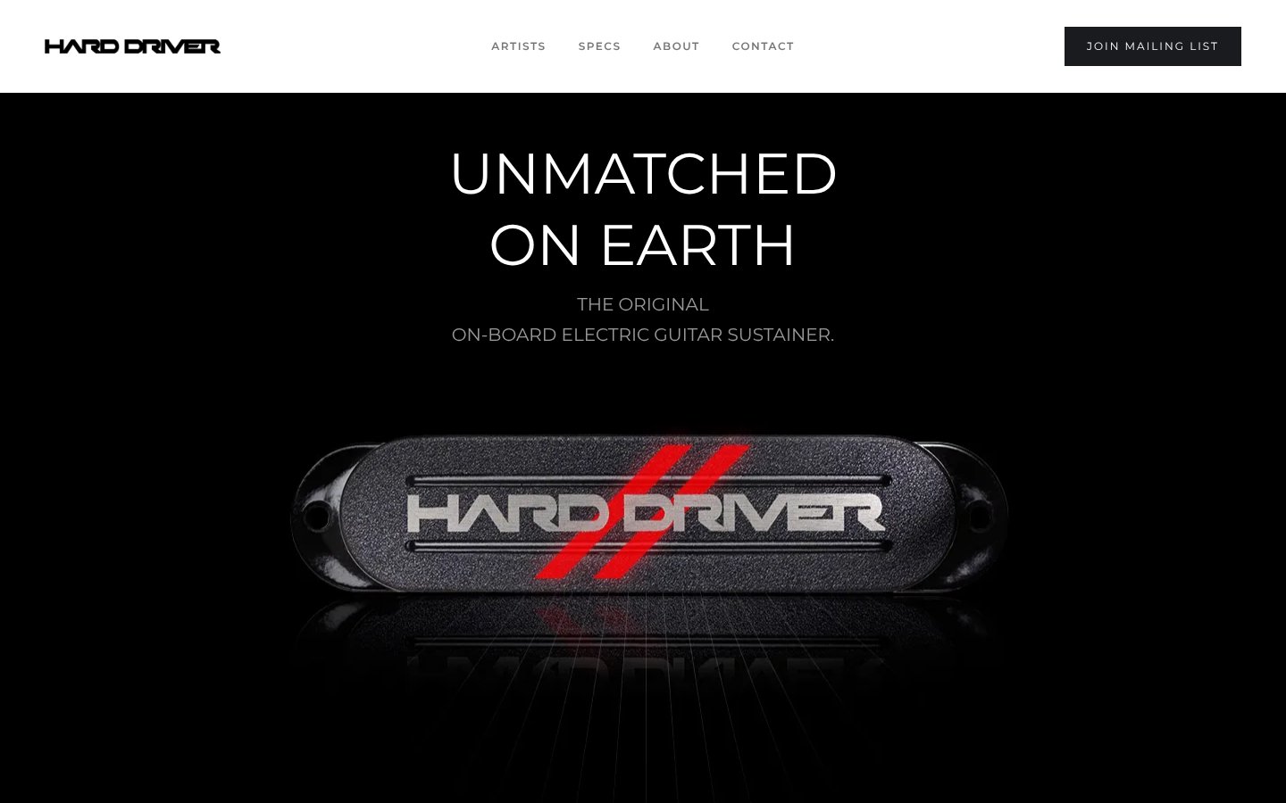 Homepage of hdsustainer.com, the Hard Driver website AMG designed and built