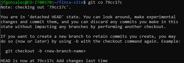 Git checkout id