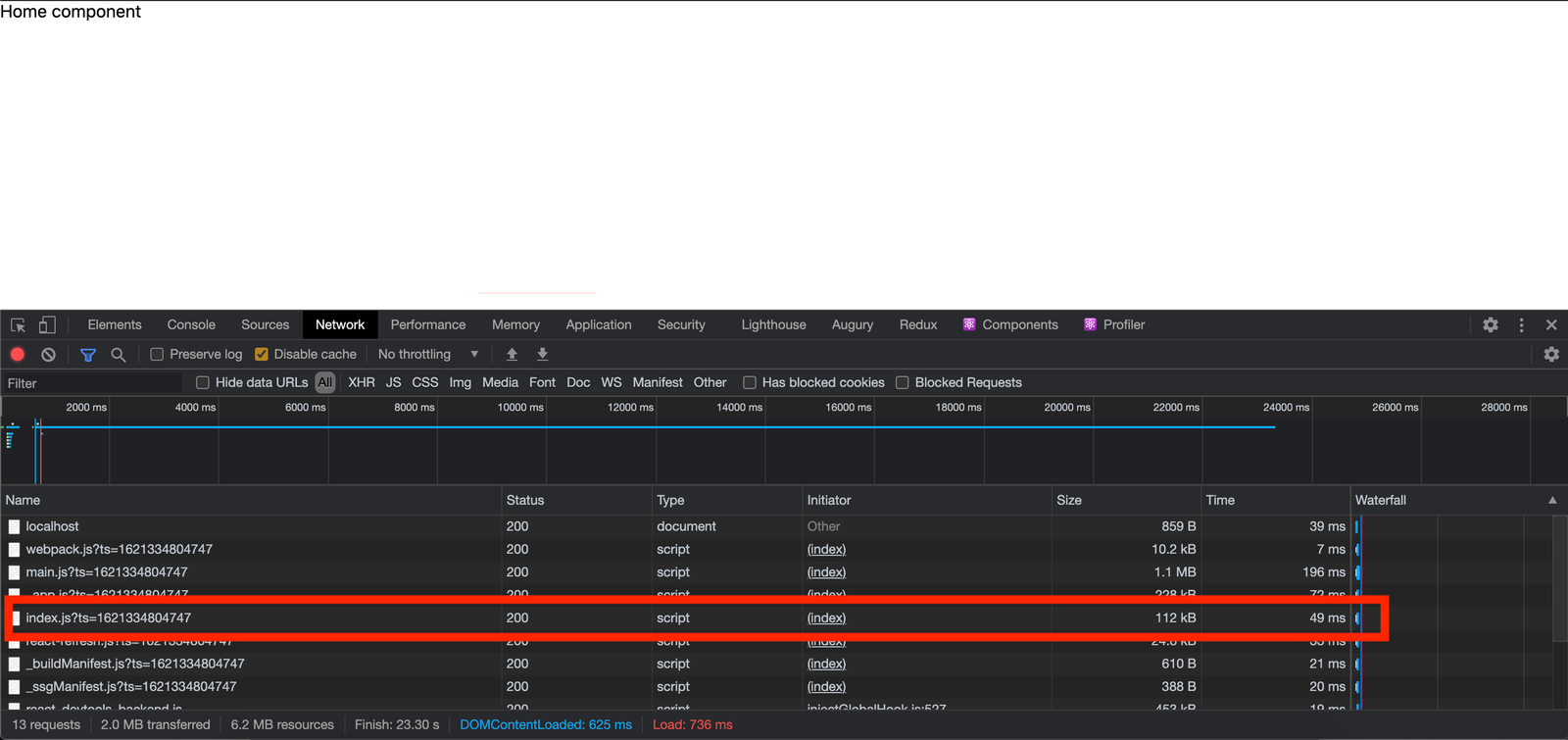  DevTools Network tab