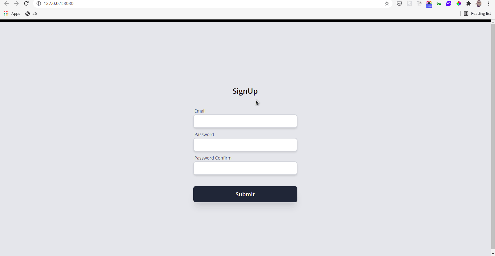 Registration form With reactive validation