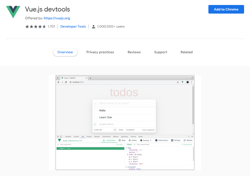 Vue.js devtools Chrome Extension