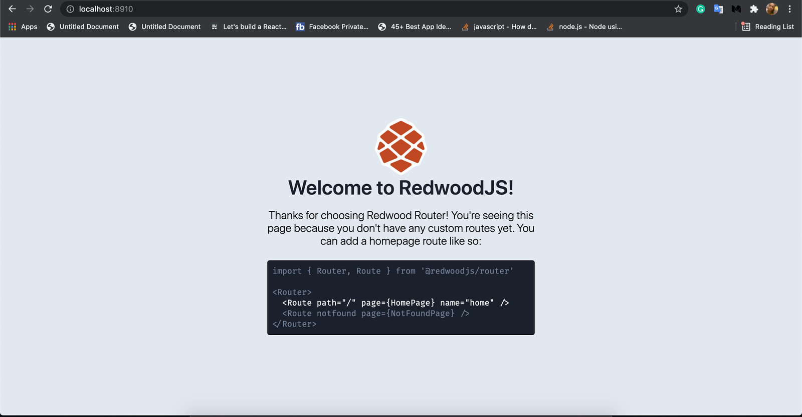 RedwoodJS initial page