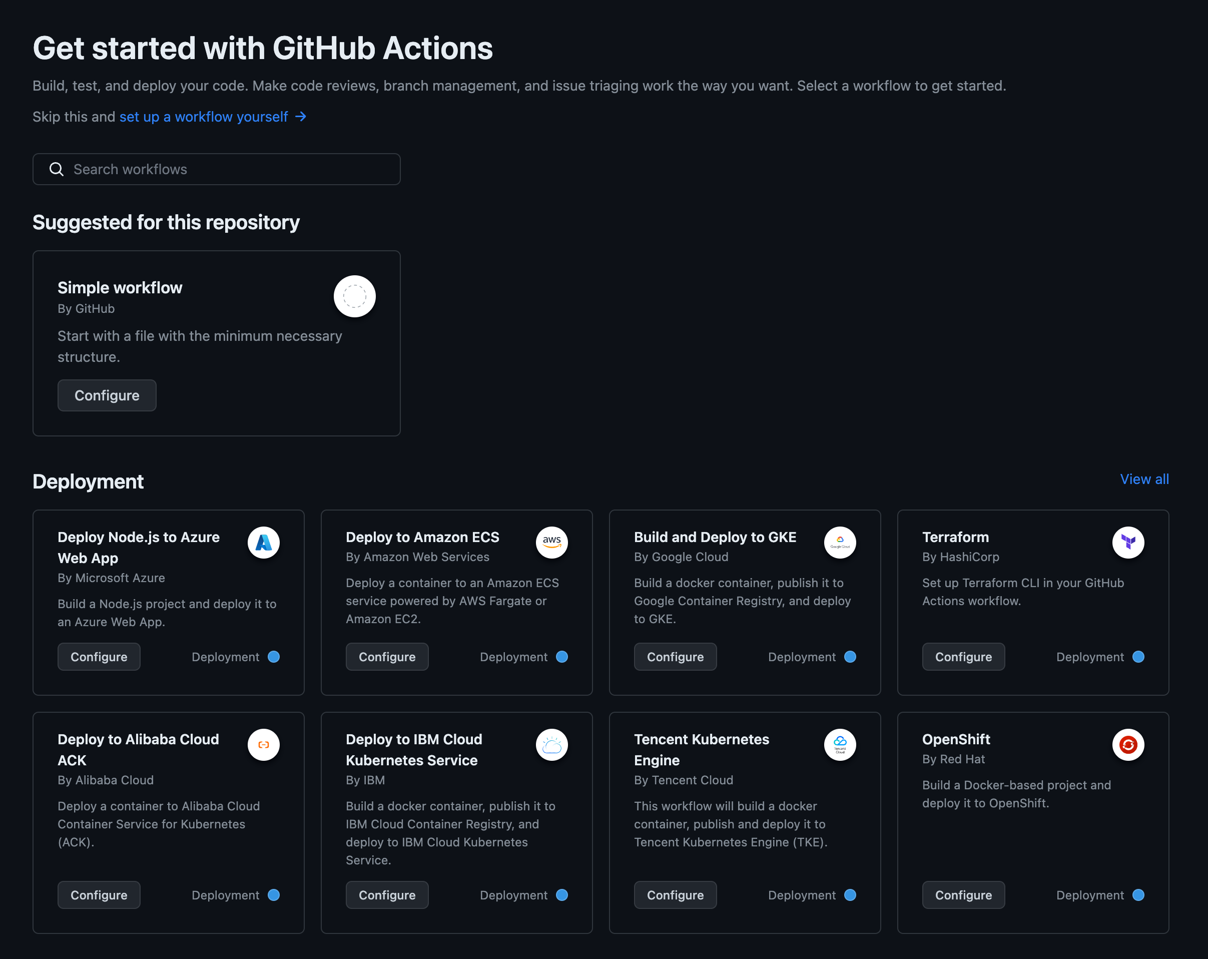 Screenshot from GitHub Actions