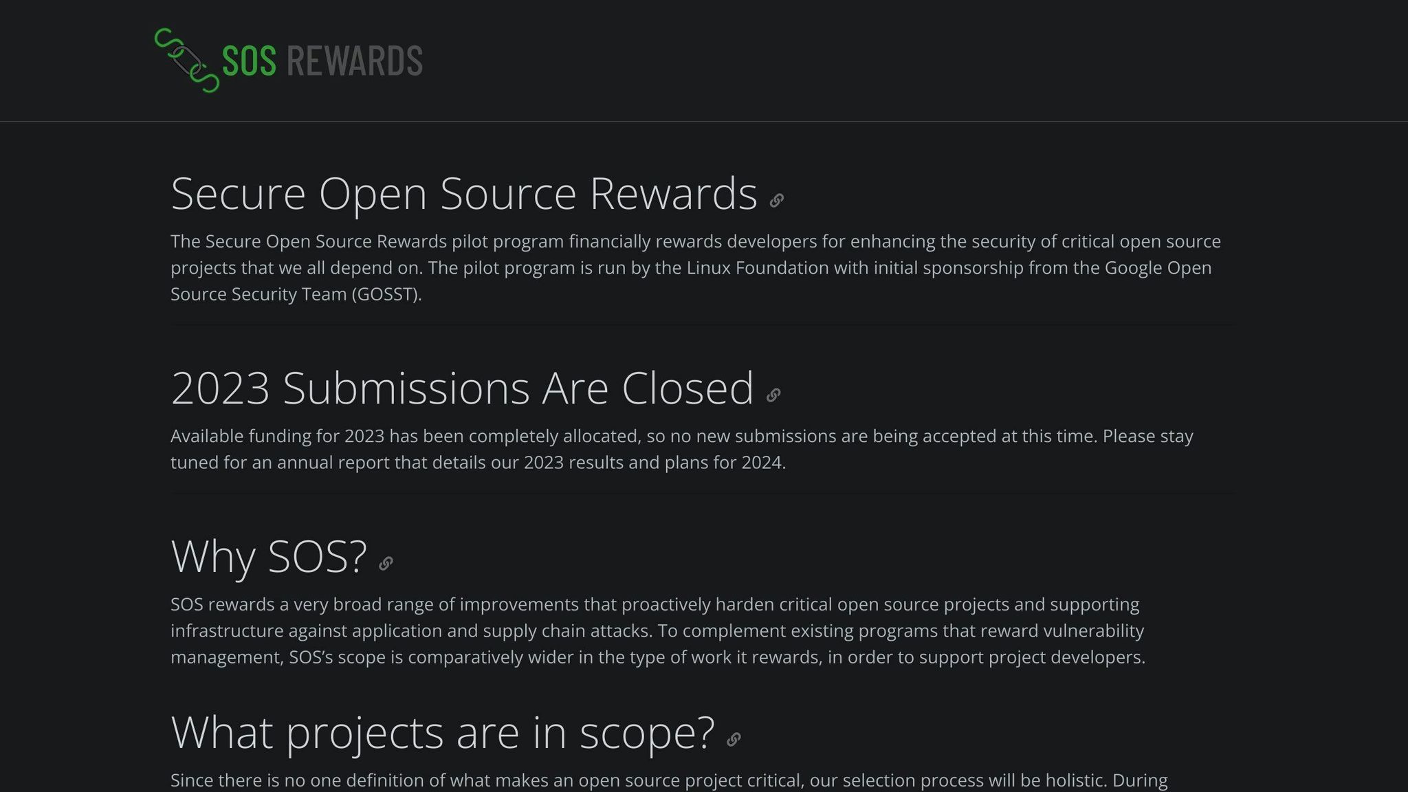 Secure Open Source (SOS) Rewards