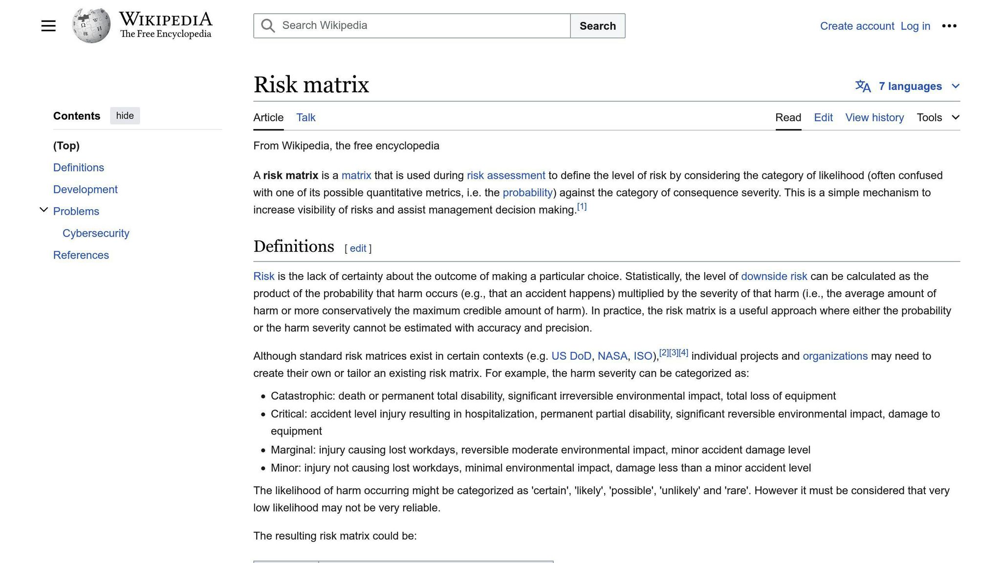 Risk Matrix