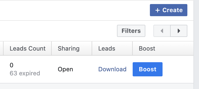 Descarga de CSV de anuncios de clientes potenciales de Facebook