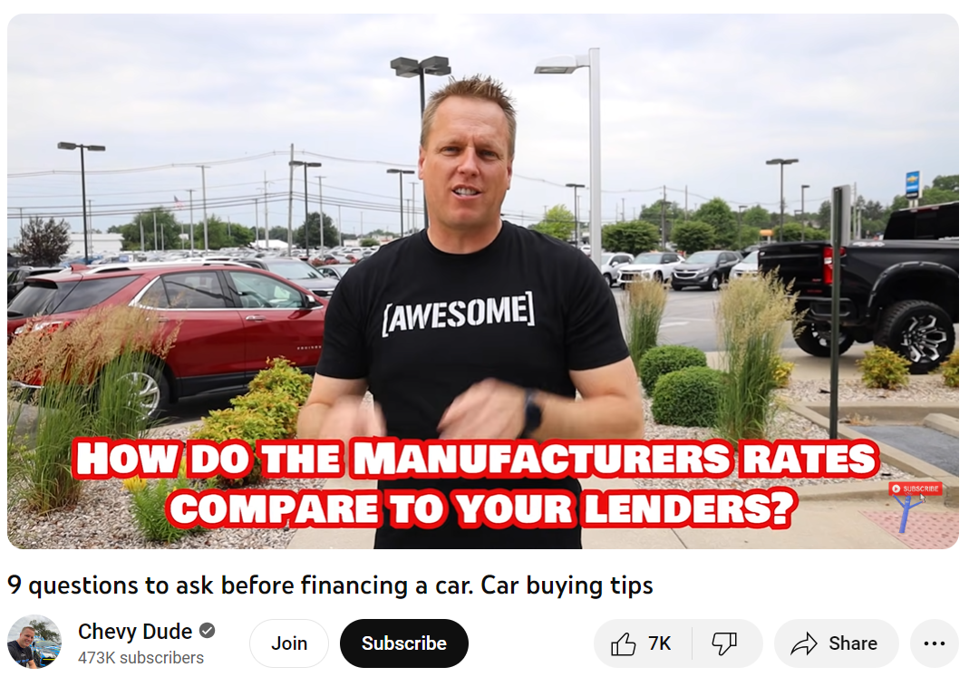 Car financing video exa,