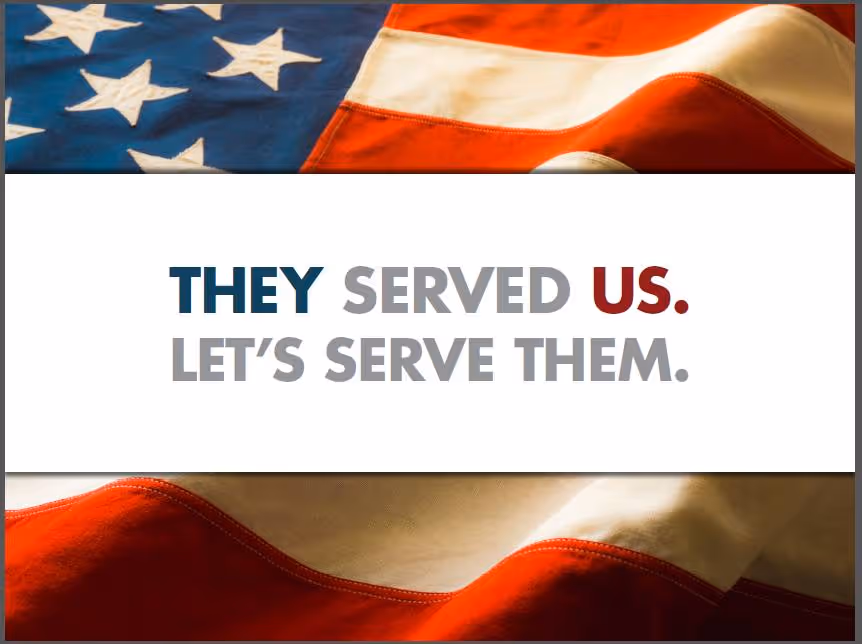 'they served us, let's serve them' graphic