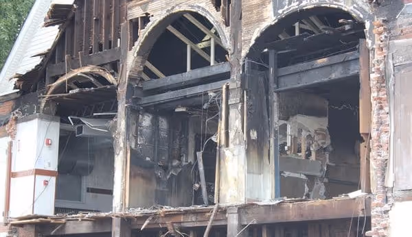 the ruins of the Chapel after the 2015 fire