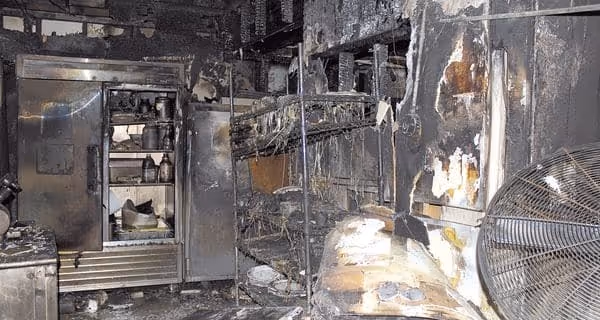 kitchen after fire damage