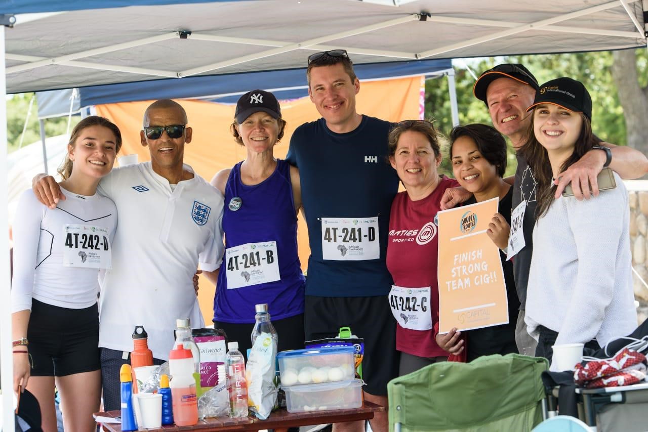 Members of our team in South Africa taking a photo at a walking event