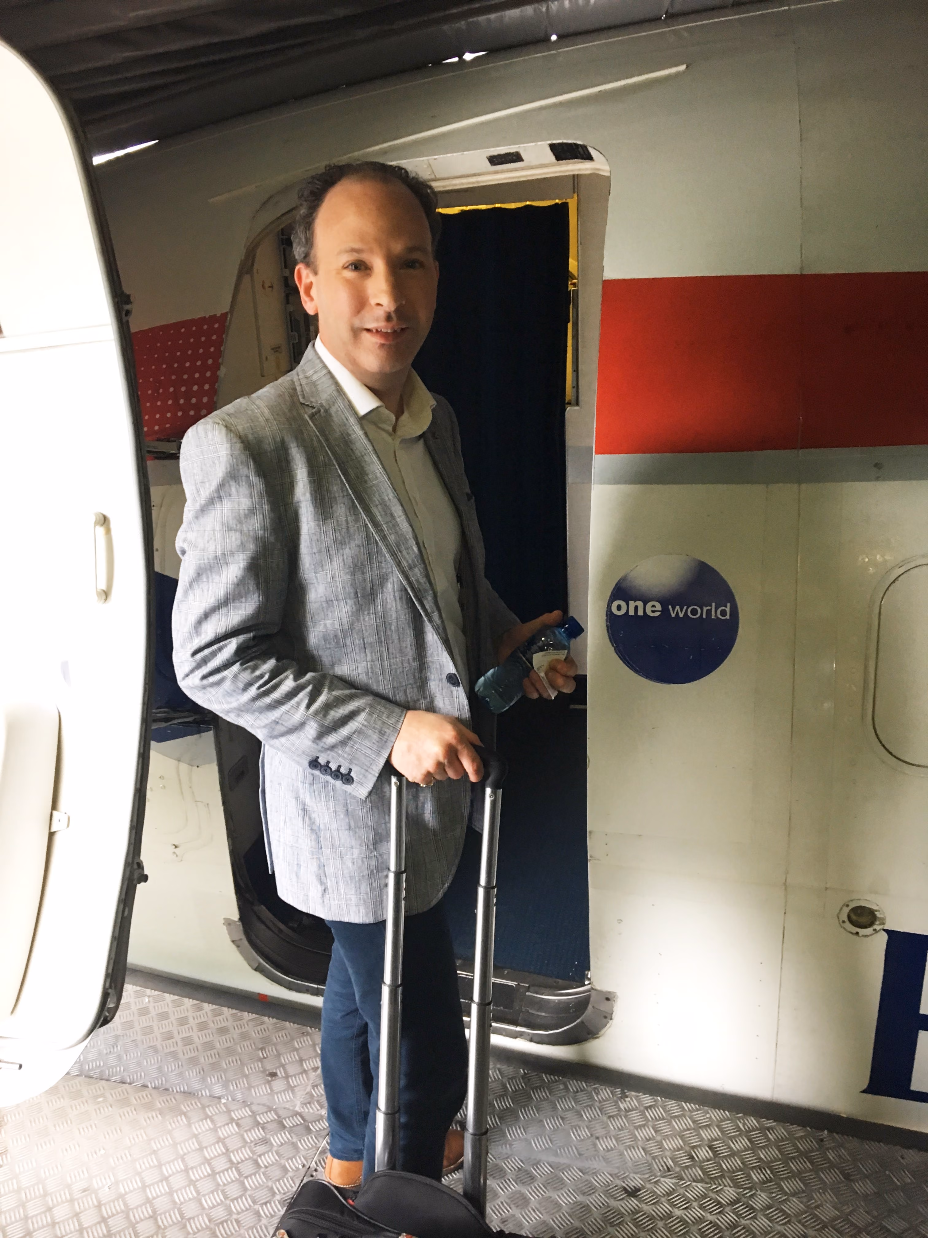 Antony Kelsey boarding the flight