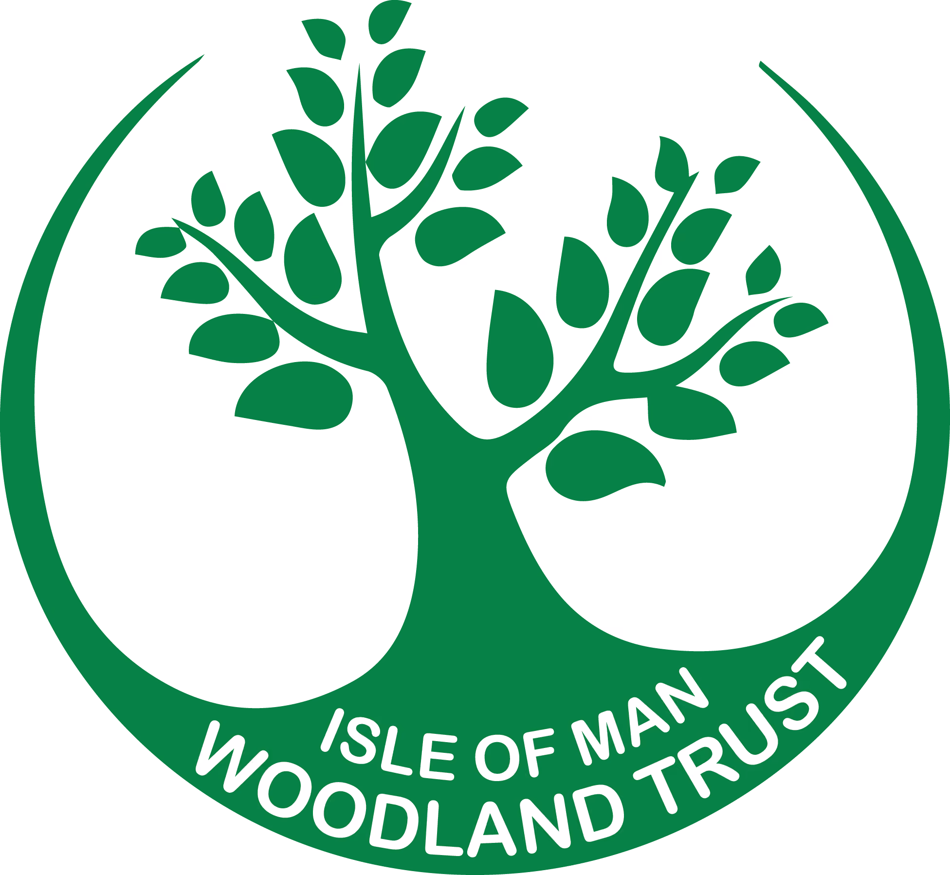 Green circular logo featuring a stylized tree with leaves and the text 'Isle of Man Woodland Trust' underneath.