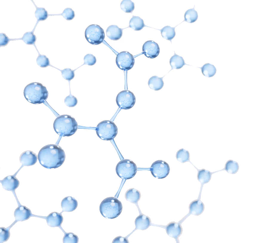 Lots of blue glass spheres connected