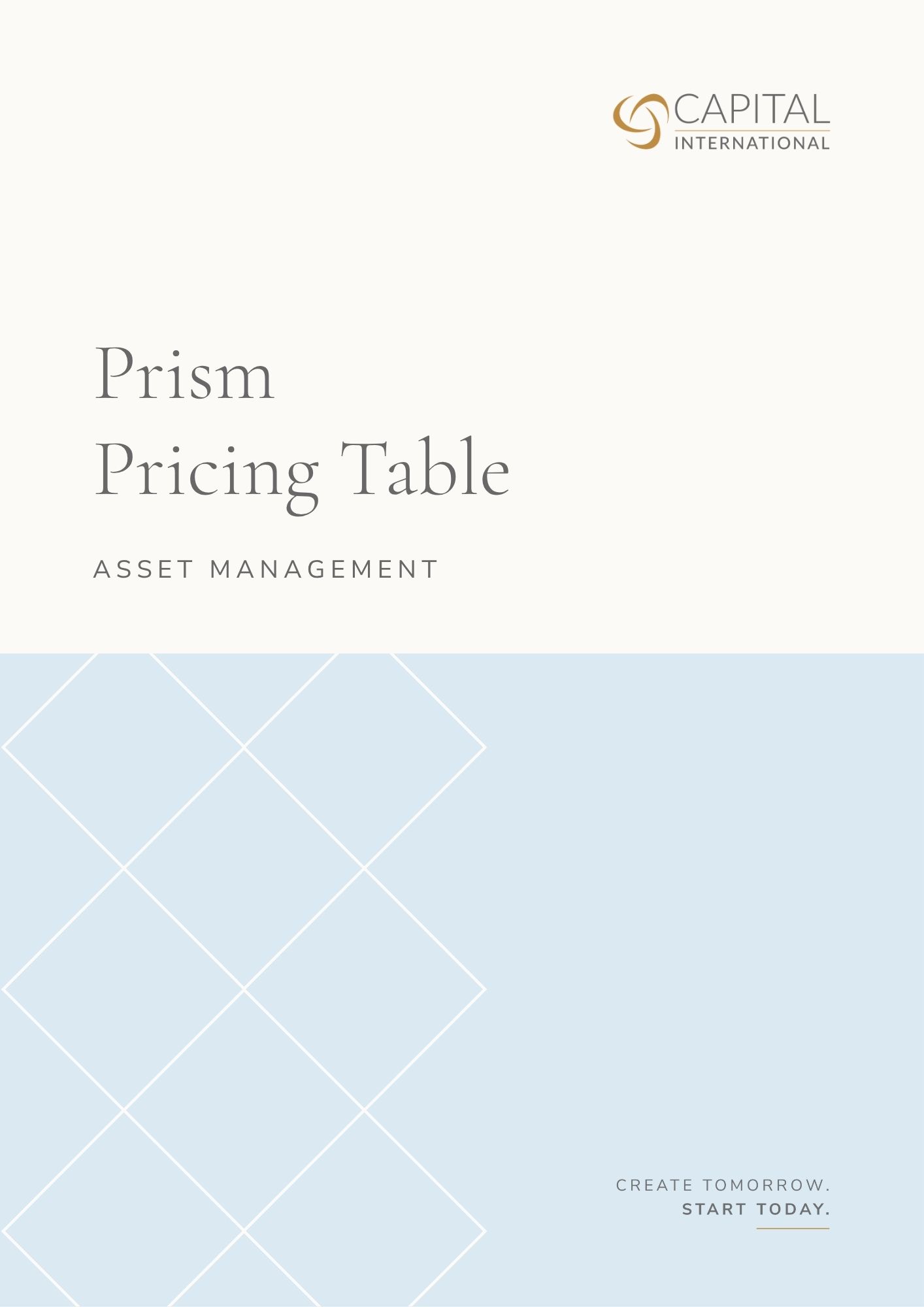 Prism Pricing Tables front cover - click to view the Prism Pricing tables