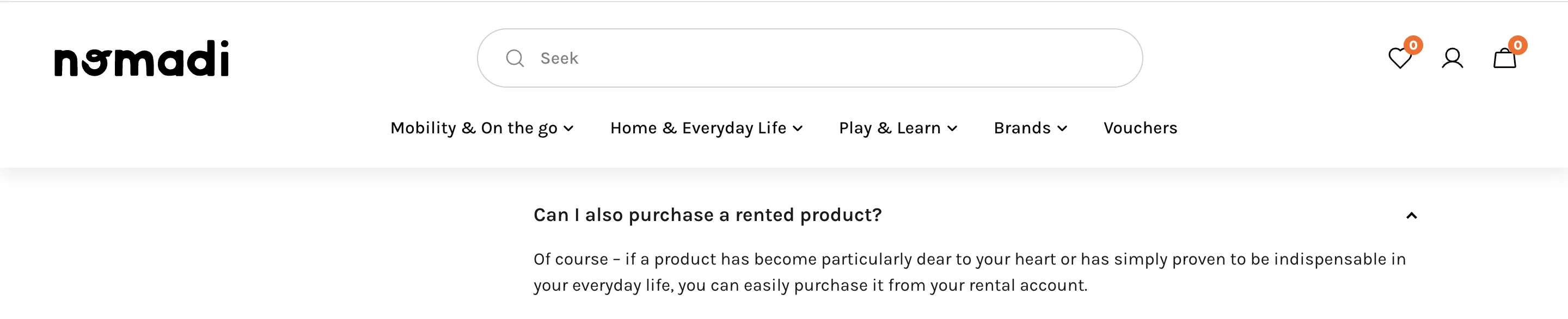 A screenshot from Nomadi's website showing their FAQ section and how they deal with buyout requests for their subscription service