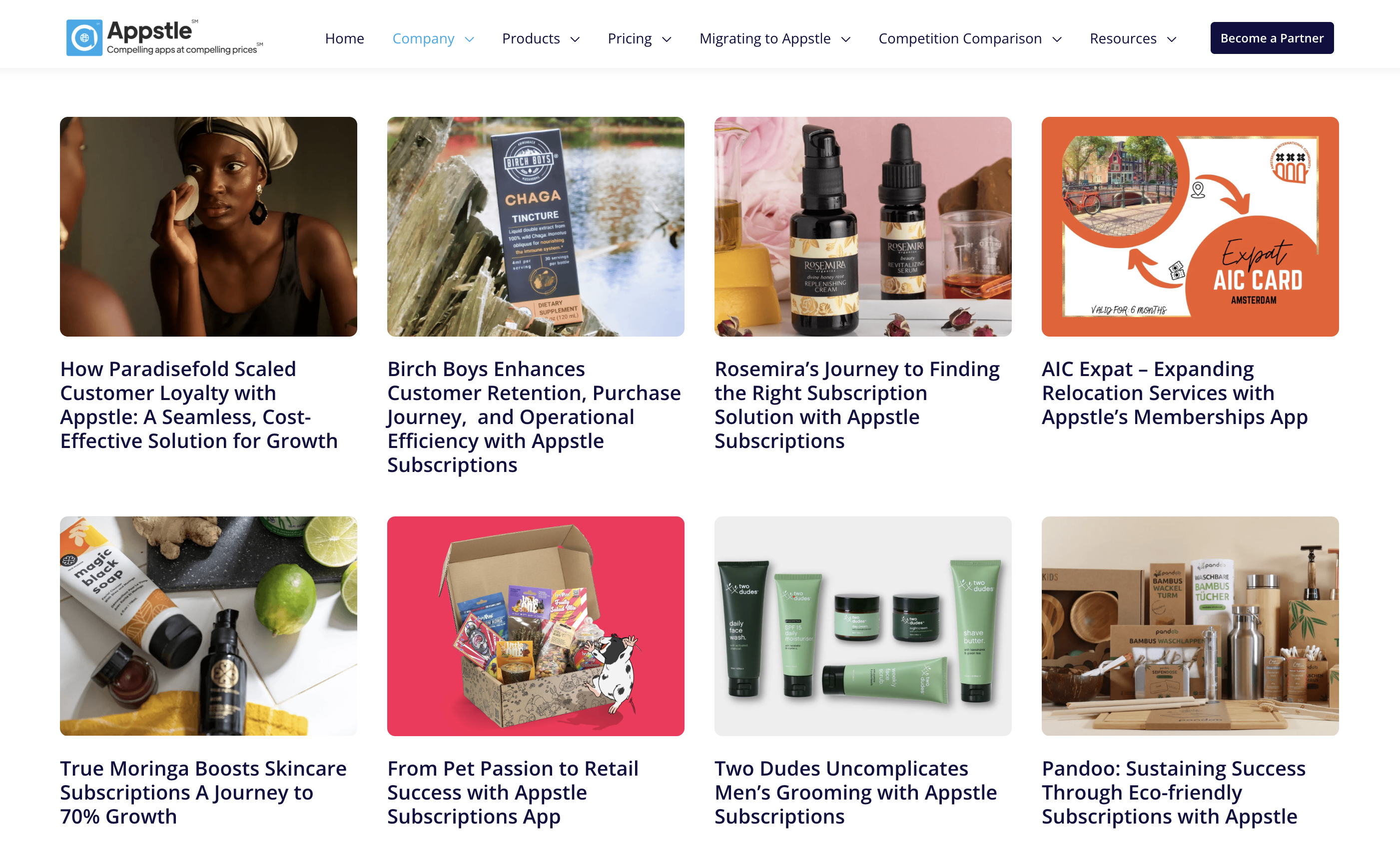 Screenshot showcasing Appstle customers & industries