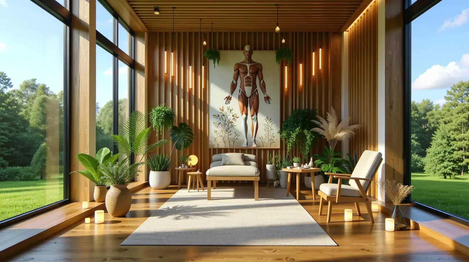 Billedet viser en klinik med højt til loftet.