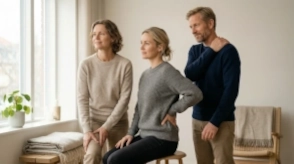 Billedet viser tre personer, der har modtaget smertebehandling.
